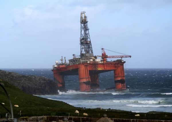 The 17,000-tonne Transocean Winner oil rig ran aground near the village of Carloway on the Isle of Lewis. Picture: Hemedia