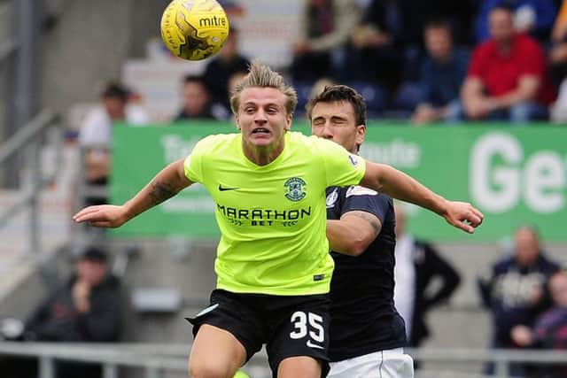 Hibs striker Jason Cummings scored twice against Falkirk in Hibs' league opener. Picture Michael Gillen