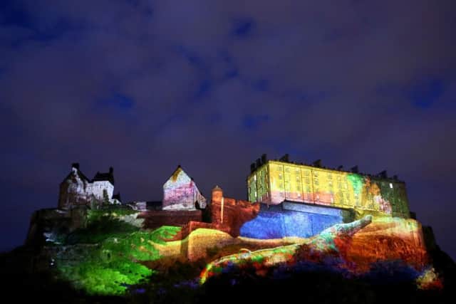 A series of digitally animated projections take place across the western facade of Edinburgh Castle Picture: Jane Barlow