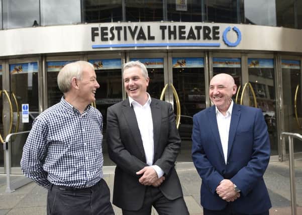 From left: Festival Theatre finance director Iain Ross, CityFibre head of regional development James McClafferty and Commsworld boss Ricky Nicol. Picture: Greg Macvean