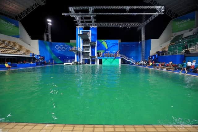 Rio Olympics organisers say the green water is not a health risk, though they are at odds to explain why it happened. Picture: Mike Egerton/PA Wire