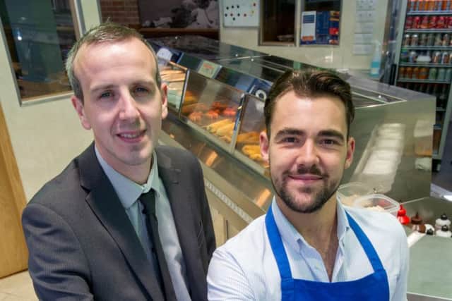Thomas McPake from Clydesdale Bank, left, with Alessandro Varese at Blue Lagoon. Picture: Contributed