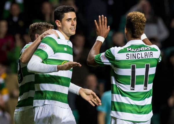 Tom Rogic, centre, and Scott Sinclair both had outstanding evenings. Picture: SNS