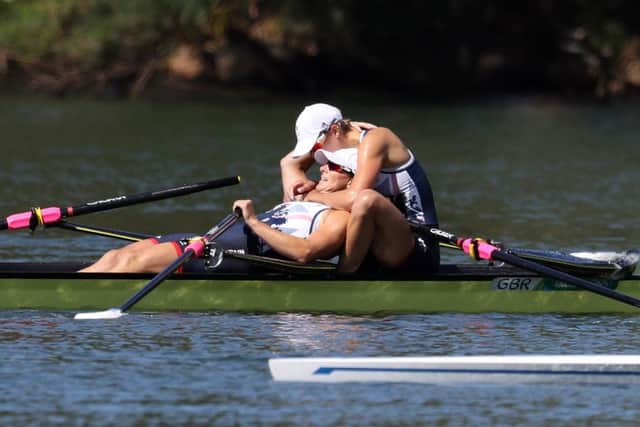 Great Britain's Katherine Grainger and Victoria Thornley finish in silver following the women's doubles sculls final in Rio. Picture: Martin Rickett/PA Wire