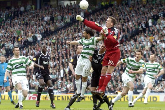 De Vries in action for Dunfermline Athletic against Celtic in the 2007 Scottish Cup final. Picture: Jane Barlow