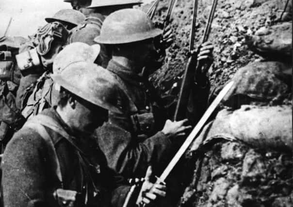 Allied troops prepare to go over the top at the Battle of the Somme. Photograph: Hulton Archive/Getty Images