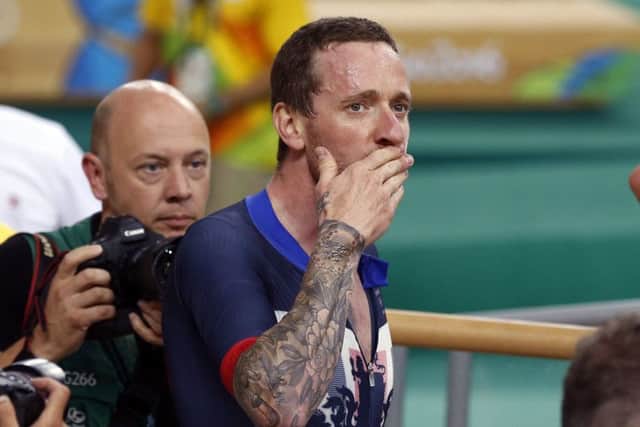 Sir Bradley Wiggins reacts to victory in the Men's Team Pursuit final. Picture: Owen Humphreys/PA Wire
