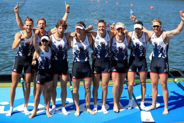 Celebrations for the British men's eight. Picture: Mike Egerton/PA Wire