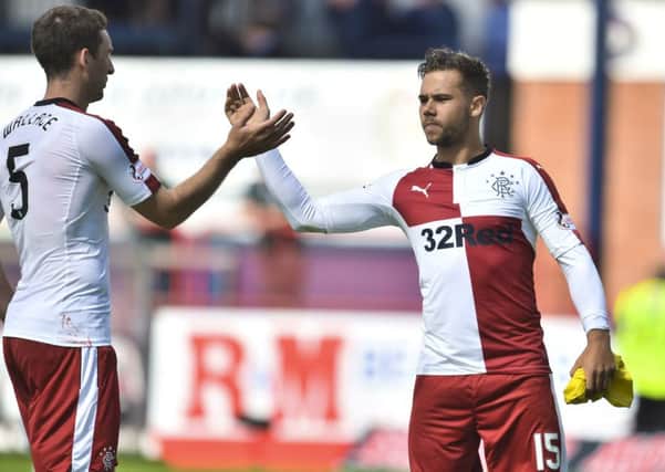Harry Forrester celebrates victory - but should the former Doncaster Rovers man have been sent off? Picture: Rob Casey / SNS Group