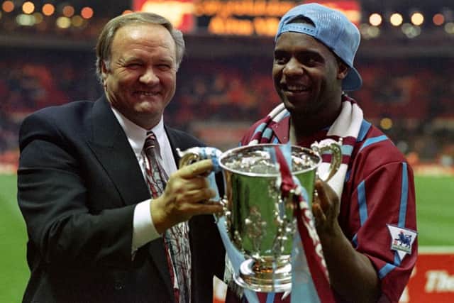 Dalian Atkinson (right), with former boss Ron Atkinson, died after he was tasered by police in Telford early on Monday. Picture: PA