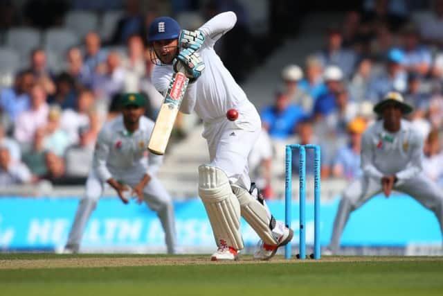LONDON, ENGLAND - AUGUST 13:  Alex Hales of England bats during day three of the 4th Investec Test between England and Pakistan at The Kia Oval on August 13, 2016 in London, England.  (Photo by Jordan Mansfield/Getty Images)