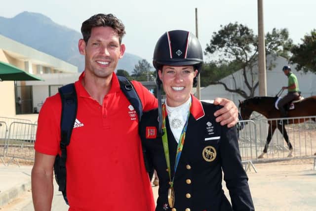 Great Britain's Charlotte Dujardin with her fiancÃ© Dean Wyatt Golding. Picture: PA .