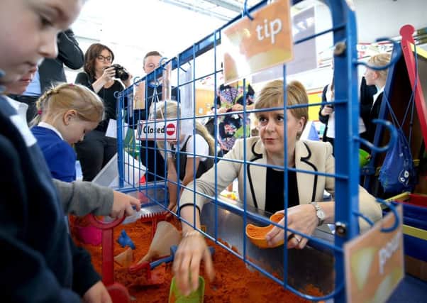 Nicola Sturgeon met nursery school pupils in Hawick where she played down border fears. Picture: PA