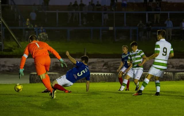 Celtic's PJ Crossan hits the winner against Cowdenbeath. Picture: SNS