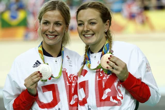 Becky James won silver and Katy Marchant bronze in the women's sprint