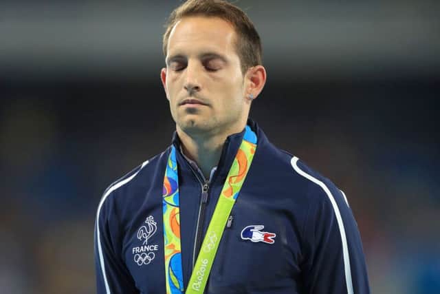 France's Renaud Lavillenie was visibly upset on the podium after being booed. PICTURE: PA