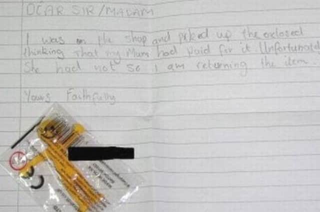 The item was returned with an accompanying letter. Picture: Heart Scotland
