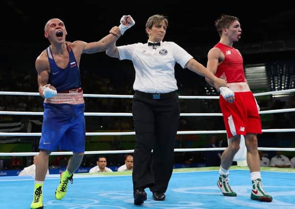 Irelands Michael Conlan was furious about losing to Vladimir Nikitin. Picture: Getty