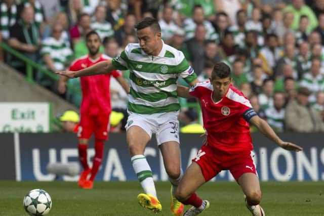 Maor Melikson, right, admitted he and his team-mates were not used to dealing with the pressure of playing inside Celtic Park. Picture: SNS