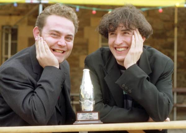 John Thomson and Steve Coogan, who won the Perrier Pick of the Fringe award (Perrier award) for Steve Coogan In Character during Edinburgh Festival Fringe 1992. Picture: TSPL