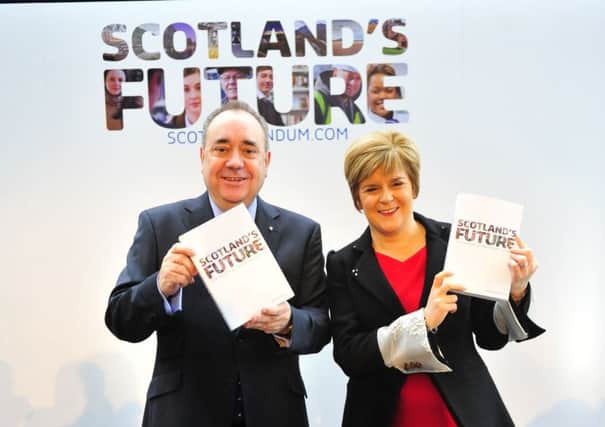 Alex Salmond and Nicola Sturgeon  with the White Paper that paved the way for the 2014 referendum. Picture: TSPL