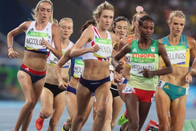 Eilish McColgan, far left, was 13th in the women's 5,000m final. PICTURE: PA Wire