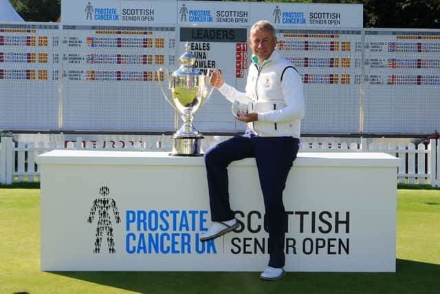 Paul Eales poses with the trophy after winning the Scottish Senior Open at Archerfield. Picture: Phil Inglis/Getty Images