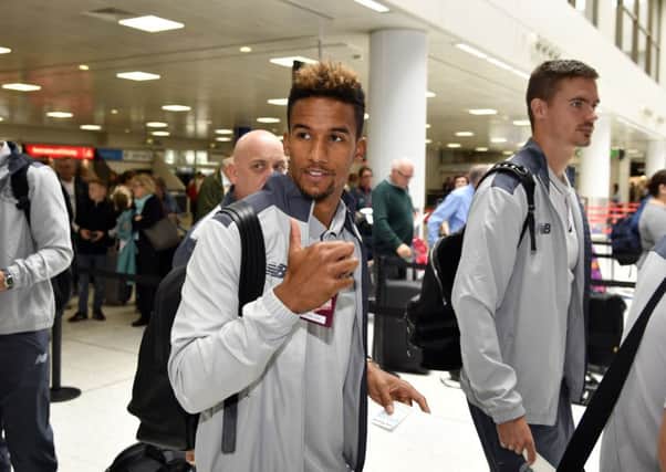 The Celtic team leave Glasgow Airport for their next Champions league match with Hapoel Be'er Sheva.
Picture: SNS Group