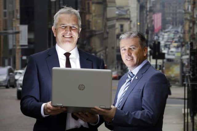 James McClafferty, business development director for Scotland at CityFibre, left, with HighNet boss David Siegel. Picture: Iain McLean