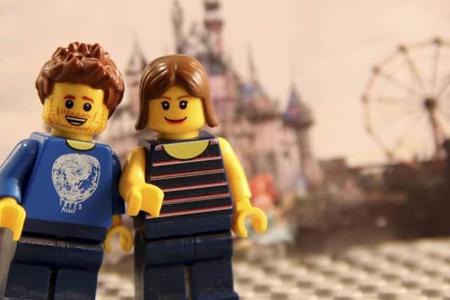 The Lego Ben Anderson and Kirsten Dally at Dismaland art exhibition. Pictures: SWNS