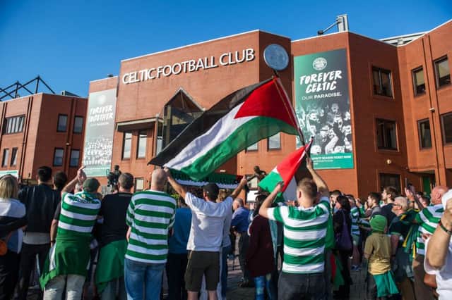 Celtic's latest rap comes after fans displayed Palestine flags at the first leg clash with Hapoel Beer-Sheva. Picture: John Devlin