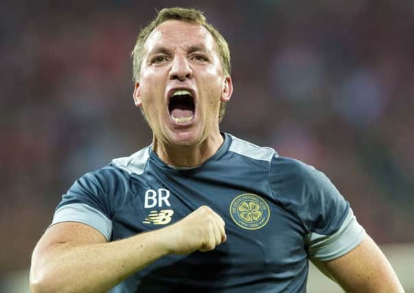 Celtic manager Brendan Rodgers celebrates at full-time. Picture: Craig Williamson/SNS
