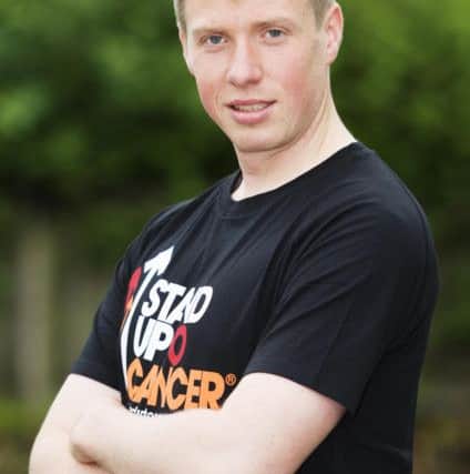 Former Dundee United player Jordan Moore has recovered from skin cancer and has been chosen to launch a fundraising campaign for Cancer Research UK in Scotland called Stand up to Cancer. Picture: Cancer Research UK