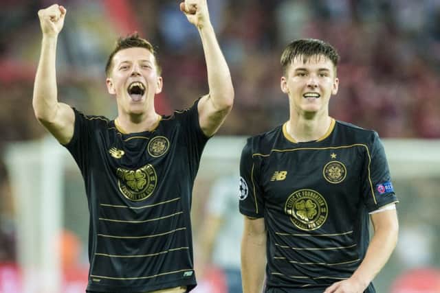 Celtic's Callum McGregor and Kieran Tierney celebrate in Israel. Other Scottish clubs should be happy too. Picture: Craig Williamson/SNS