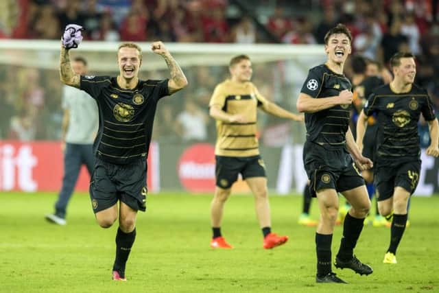 Celtic's Leigh Griffiths and Kieran Tierney will discover their Champions League opponents on Thursday. Picture: Craig Williamson/SNS