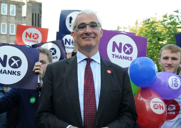 Alistair Darling pictured with Better Together campaigners during the 2014 campaign. Picture: Lisa Ferguson