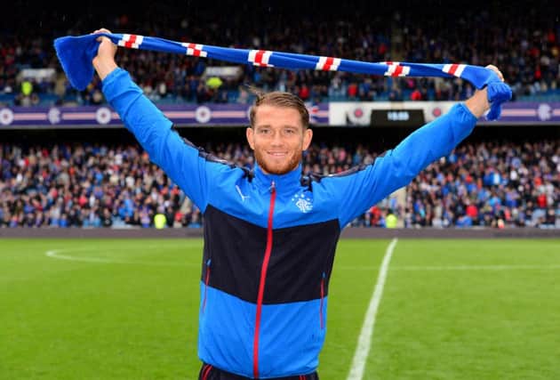 Joe Garner was unveiled to the fans during Rangers' victory over Motherwell on Saturday. Picture: SNS