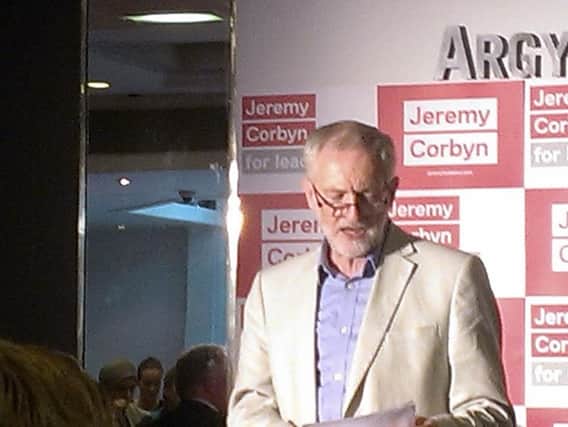 Jeremy Corbyn addresses supporters in Glasgow today