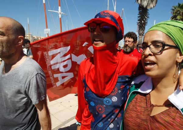 People march in the southern French city of Port-Leucate to protest against the municipal ban forbidding the wearing of Burkinis.
Picture: Getty Images