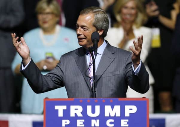 Nigel Farage at Donald Trump rally. Picture: Jonathan Bachman/Getty Images