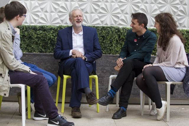 The Party leader spoke with young Scottish Labour activists at the Edinburgh Festival. Picture: SWNS