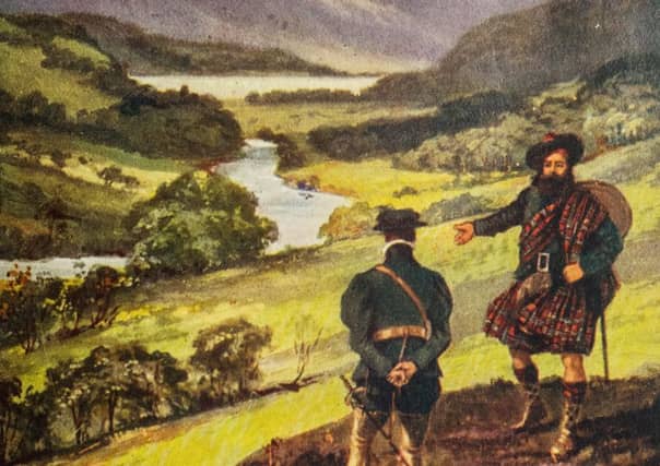 A page from Through Scotland by Caledonian Railway and Barony of Gorthy by Robert Scott Fitts, published in early 1900s. The Trossachs became a popular draw for visitors following publication of Sir Walter Scott's poem, Lady of The Lake. Courtesy of Glasgow University Library, special collections dept.