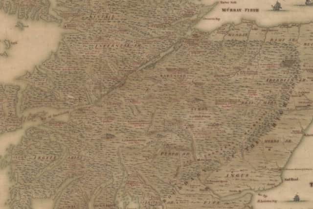 The map depicts the fighting strength of Scotland's clans across the Highland fault line. Picture: NLS