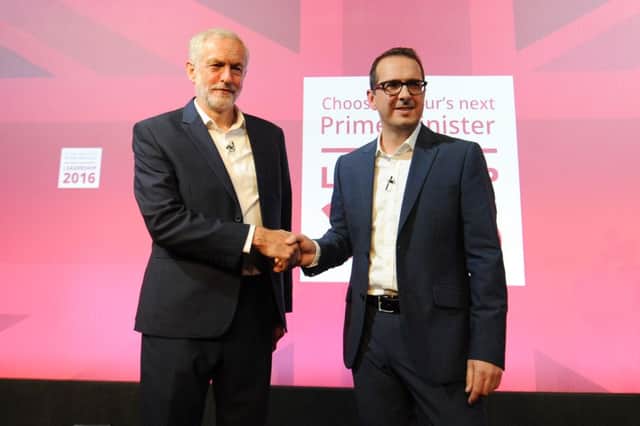 Labour leader Jeremy Corbyn and leadership candidate Owen Smith in Glasgow for a hustings debate. Picture: John Devlin
