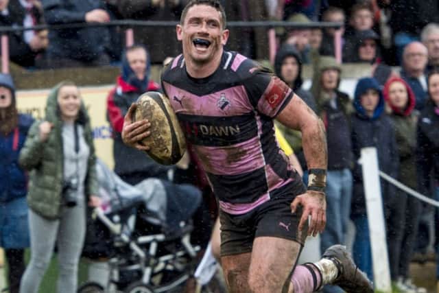 Ross Curle powered over for the first of Ayr's eight tries