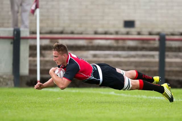 Glasgow Hawks' Matt Fagerson scores their second try against Gala. Picture: SNS
