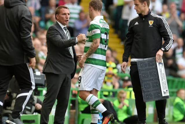 Celtic's Leigh Griffiths went off during the second half against Aberdeen and has been troubled by a hamstring problem. Picture: Craig Foy/SNS