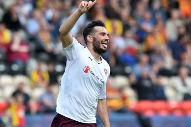 Tony Watt celebrates scoring for Hearts. Picture: SNS