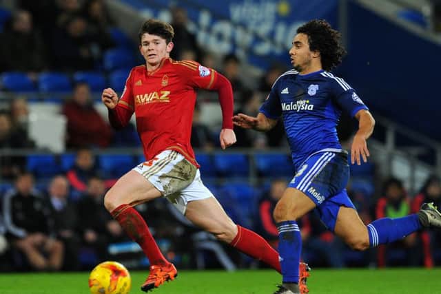Oliver Burke, left, has joined recently promoted Bundesliga side Red Bull Leipzig. Picture: Getty
