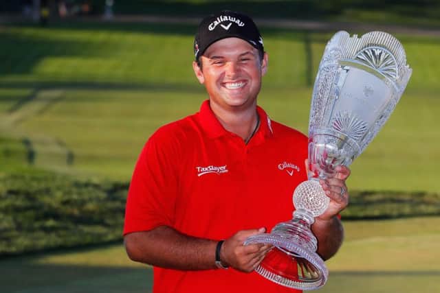 Patrick Reed shows his delight after winning the Barclays Championship. Picture: Getty Images